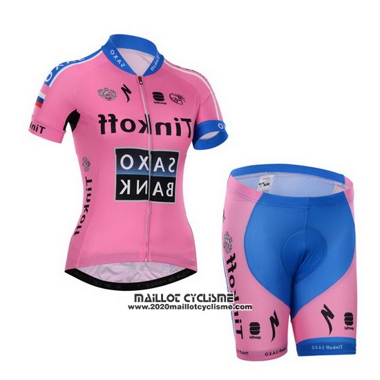 2015 Maillot Ciclismo Femme Saxo Bank  Fuchsia Manches Courtes et Cuissard